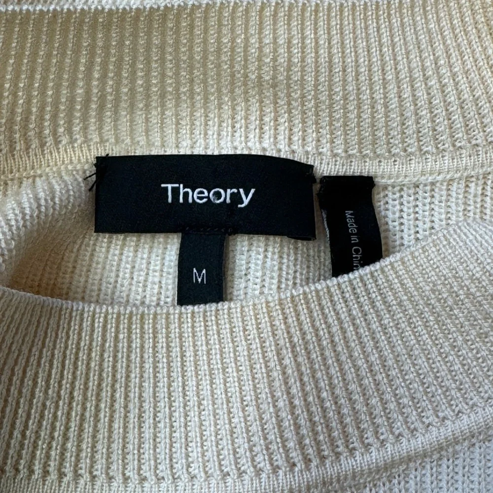 Theory Merino Wool Colorblock Taupe Combo Soft Luster Sweater size M